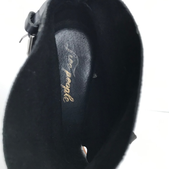 Free People Rendering Leather 9.5/40 Crisscross Straps Clog Sandal Wood Platform - Picture 6 of 9